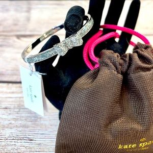 Brand New w/Tag Authentic Kate Spade Silver Bow Sparkle Bangle -Moon River